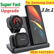 แท่นชาร์จไร้สายแบบ3 in 1 15W แท่นชาร์จเร็วสำหรับ Samsung Z Fold 3 S21 S20 Galaxy Watch 5 4 3 Active 2 S3 S4ตูม