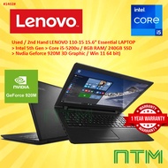 #1402 Used Lenovo Ideapad 110 15" 5th Intel Core i5-5200U 8GB 240GB SSD Nvidia GF 920M 3D Graphic W1