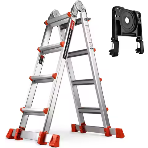 Soctone Ladder, A Frame 4 Step Extension Ladder, 14.5 Ft with Multi Position & Removable Tool Tray w