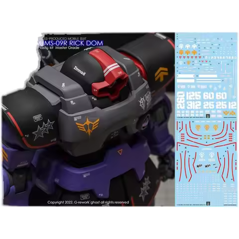 Model Decal for 1/100 MG MS-09 DOM/MS-09R Rick DOM Model Kits Ghost Custom Fluorescent Color Water S