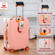Vali kéo du lịch KINGSUN 813 Khung nhôm khóa sập cao cấp Size 20/24 bảo hành 5 năm