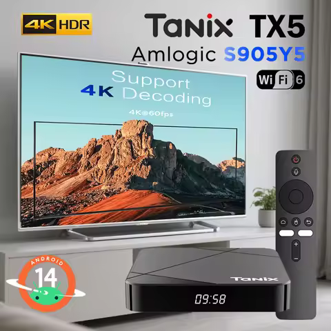 Tanix TX5 Amlogic S905Y5 Smart TV Android 14.0 TV Box BT 4K@60fps HDR10+ 2.4G&5G Wifi6 4GB 32GB Set 