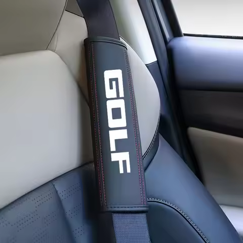 VW 2026 Hot 2Pcs Leather Car Seat Belt Shoulder Cover Protective Pads for Volkswagen VW Golf 6 7 5 4
