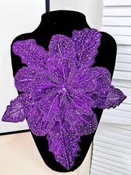 Trâm cài áo thêu 3D nhiều lớp mới, đính đá giả, đính hoa thủ công cho phụ kiện quần áo, Chiều dài: 2