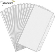 AOPHEKM 6Pcs 6-Hole Binder Pockets, Transparent PVC Zipper Binder Pouches, Waterproof A6 Receipt Bag
