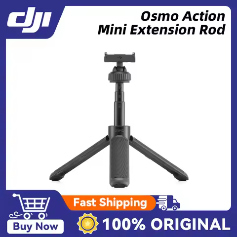 DJI Osmo Action Mini Extension Rod Palm-sized in storage. It can extend to four sections for DJI Osm