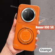 Honor X9C 5G Casing Texture Leather Phone Case With 360 Degree Rotating Ring Holder Magnetic Kicksta