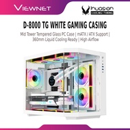 Invasion D-8000 TG White Gaming Casing | Tempered Glass | mATX/ATX Support  | 360mm Liquid Cooling