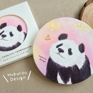 手繪熊貓與小蝴蝶陶瓷吸水杯墊