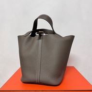 Hermes picotin22大象灰金扣 K刻