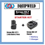 EUROPA HILT 12V E12SK-21 STARTER KIT (12V X 2.0AH BATTERY PACK + 12V FAST CHARGER) FOR EHD699 EHH699
