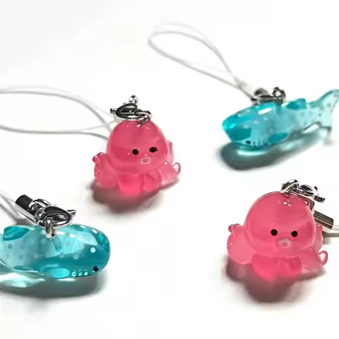 Jelly shark y2k Small Phone Charm Aesthetic Y2K Style Accessories Handmade Clear Octopus Keychain Gi