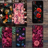 soft black Samsung Galaxy J6 J8 J2 Prime J5 Prime J4 Plus or J4 Prime J6 Plus or J6 Prime rose flower phone case