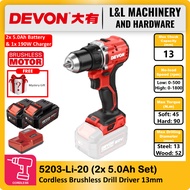 DEVON 5203-Li-20 20V Brushless Cordless Drill Driver 13mm