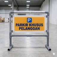 Portable Customer Special Parking Sign Pipe Stand with Parking Info Sign