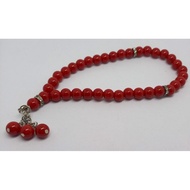 Red marjan Stone tasbih 8mm 33 Grains