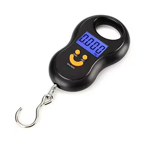 Black Electronic 50kg LCD Digital Hanging Scale, 10g Precision, Backlight Display, Fishing & Luggage