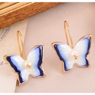 CassLunaria Soul Blue Butterfly Hook Earrings - Celestial Flutter Lightweight Transformation Jewelry