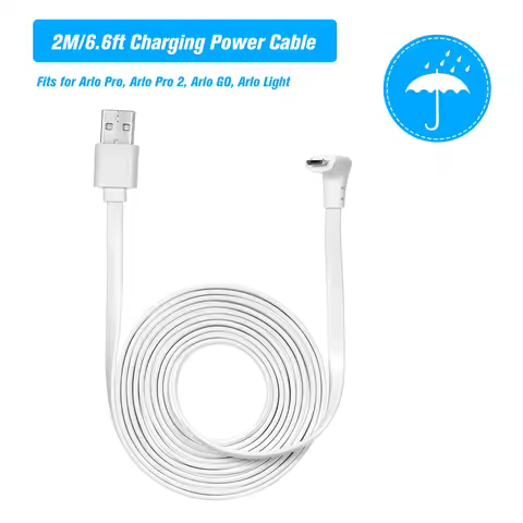 2M/6.6ft Charging Power Cable Fits for Arlo Pro, Arlo Pro 2, Arlo GO, Arlo Light Weatherproof Indoor