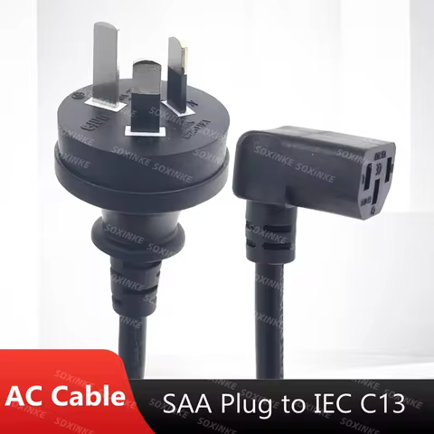 AU Power cord IEC320 C13 to Australia SAA 3 Prong plug Extension Power Cable 90 degrees Angle C13 Po