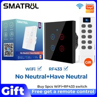 SMATRUL WiFi Switch No need neutral Smart Wall Light Switch RF/APP/Touch Control Timer Home Automation Support for Google Home/Nest &amp; Amazon Alexa/Tmall Genius/天猫精灵 1/2/3/4 Gang