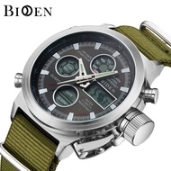 Biden Men LED Display Quartz Watch Waterproof Military Multifunction Wristwatch - White