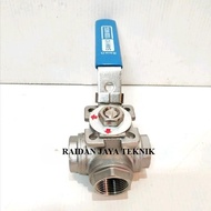 Ball Valve 3way Mounting Pad Stainless SS 316 1 1/ 4" inch Ball Valve 3 Way T Port SS316