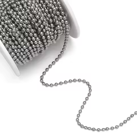 2-30M Stainless Steel Dog Tag Bead Chain 1.5mm 2.0mm 2.4mm 3.0mm Ball Chain Necklace Extender Chain