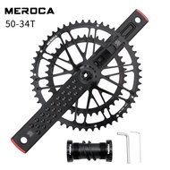 MEROCA Road Bike Crank Set 2X 50/34T 53/39T Double Chainring Hollow Crank 170MM Aluminum Alloy Ultra