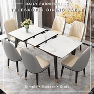 Sintered Stone Dining Table Set Extendable Marble Long Table and Chair