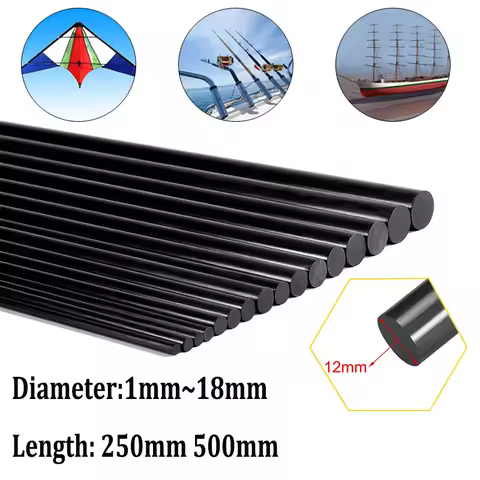10pcs~1pcs Solid Carbon Fiber Rod 18mm 14mm 12mm 8mm 3mm Reinforcement Rod high strength light weigh