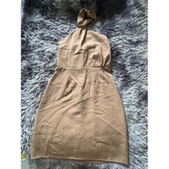 Halter Tie Dress Beige Color For Wedding Wear Party