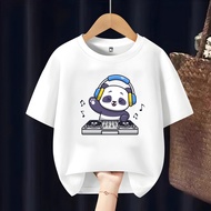 Unisex children's t-shirt with cute panda dj image, free custom name