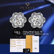 Silver Earrings for Women with Six-Petaled Flowers in White Gold 6.5mm - Inspection Certificate KT05