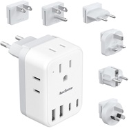 Universal Travel Adapter Aochese with 2 USB-C and 2 USB-A ports for Type A/B/C/EF/G/I. Compatible wi