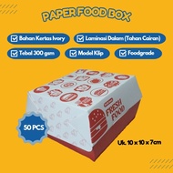 50 PCS Paper Food Box, Burger Box size 10 x 10 x 7 cm Orange Motif already Laminated