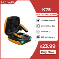【Popular choice】 Hotwav K75 Earphones Tws 5.0 Bluetooth Wireless Dual Ear Switch Gaming Earphones Ipx5 Waterproof Low Delay With Mic Headset