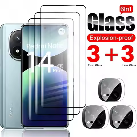 6 in 1 9D Curved Tempered Glass Screen Protector Cover for Redmi Note 14 Pro Plus Note14Pro+ 5G Came