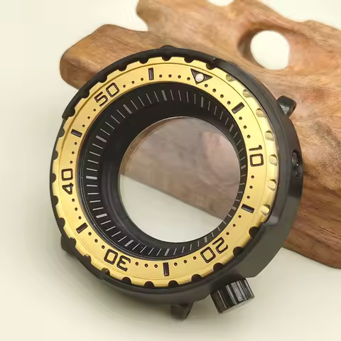 Black Gold Seiko Tuna fish Replace Case NH35 Watch case fit NH35 NH36 Movement Sapphire glass transp
