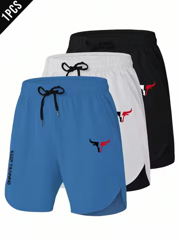 Men's Gym Shorts Bull Print Quick Dry Breathable Sport Shorts Keep Training Running Fitness Short Pa