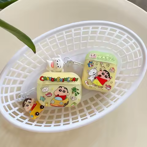 Wave Edge Earphone Case For CrayonShin-chan For Apple AirPods 1 2 3 4 Pro 3 2 1 With CrayonShin-chan