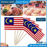 100pcs Malaysia Toothpick Flags /  Cake Topper / Malaysia Flag Fruit Stick / Bendera Malaysia Kecil