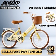 AENXRD Retro Bike Children's folding bicycle（20 “）Free bicycle basket and headlight