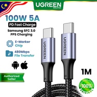 UGREEN USB C to C Cable 100W 5A PD3.0 Fast Charging PPS SFC3.0 Nylon Braided Type C iPhone 17 16 15 