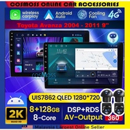 Toyota Avanza 2004 - 2011 9'' (360 CAMERA 8GB RAM 128GB CARPLAY 4G SIM Q-LED) 9'' Inch PLUG N PLAY A