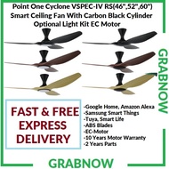 {Climate Voucher}Point One Cyclone VSPEC-IV RS Smart Ceiling Fan(46",52',60")Carbon Black Cylinder