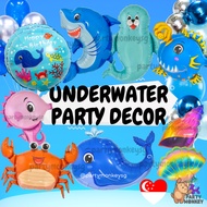 [SG Instock] Ocean Theme Party Balloons Underwater Balloon Birthday Shark Whale Crab Baby Shower Banner Gender Reveal