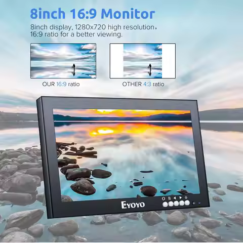 HDMI/VGA/AV/BNC-Eingangsmonitor 8-Zoll IPS 1280x720 16:9 Bildschirm für CCTV