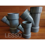 Tee Y Pvc 2" inch Lesso D 45* Y Branch Tee Cabang Sambungan Pipa