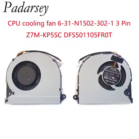 Pardarsey Replacement Laptop CPU cooling fan For Hasee Z7M-KP5SC DFS501105FR0T 6-31-N1502-302-1 3 Pi